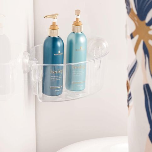 Living & Co Corner Shower Caddy Plastic Suction Clear One Size