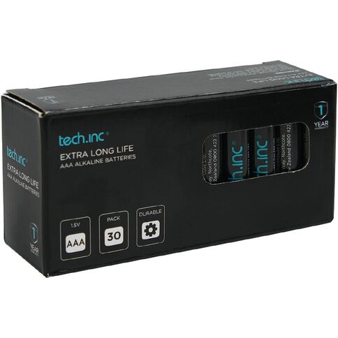Tech.Inc AAA Size Alkaline Battery 30 Pack