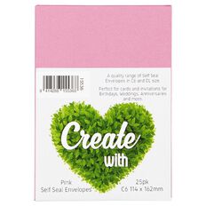 Create With C6 Envelopes 25 Pack Pink