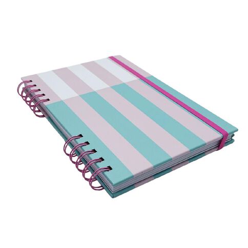 Uniti Clubhouse Hardcover Notebook With Tabs Striped Pink Light