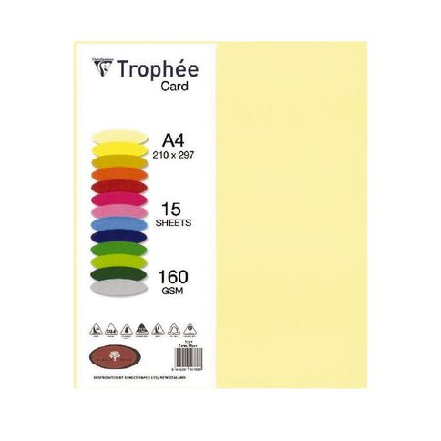 Trophee Card 160gsm 15 Pack Canary Yellow A4