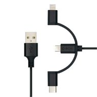 Moki 3-in-1 MicroUSB Type-C Lightning to USB A SynCharge Cable 1m