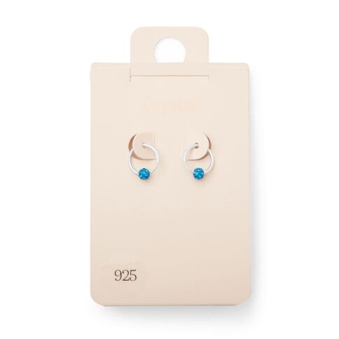 Sterling Silver Crystal Ball Hoop Earrings