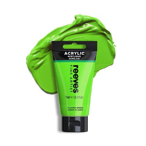 Reeves Fine Acrylic Paint Fluorescent Green 75ml
