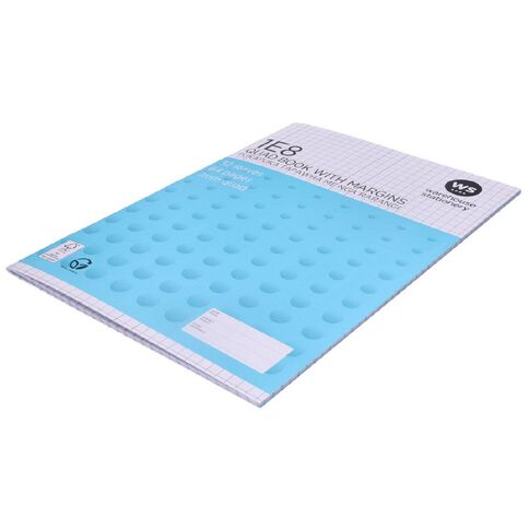 WS Exercise Book 1E8 7mm Quad 32 Leaf Plus Margin Blue