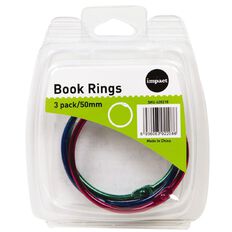 WS Book Rings 50mm 3 Pack Colour