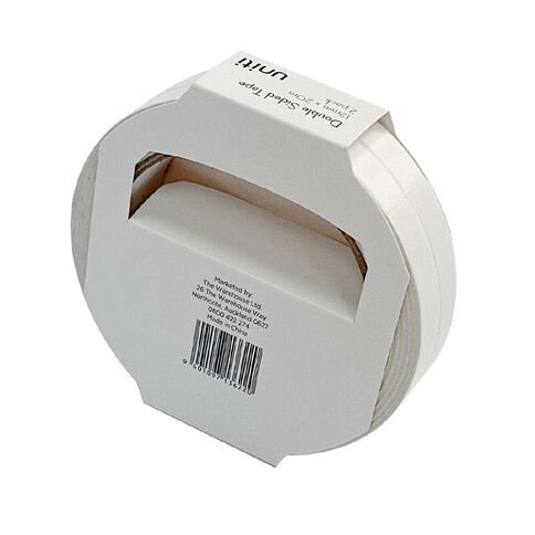 Uniti Double Sided Tape White 12mm x 20m 2 Pack