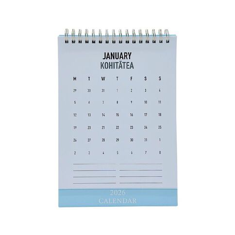 WS 2026 Desk Calendar Hard Back Blue Blue