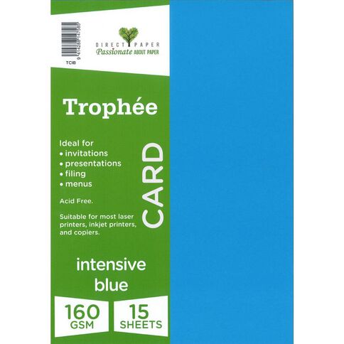 Trophee Card 160gsm 15 Pack Intensive Blue A4