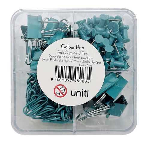 Uniti Colour Pop Desk Clips Set Teal