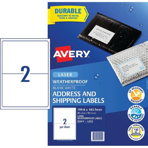 Avery Weather Proof Laser Printer Shipping 20 Labels