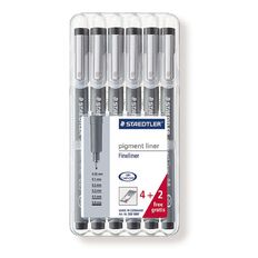 Staedtler Pen Pigment Liner 4+2 Pack Black