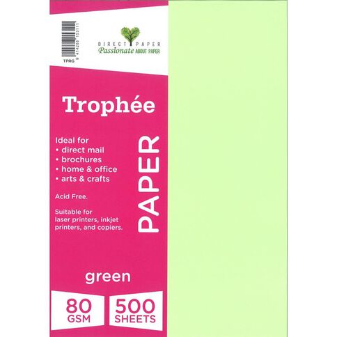 Trophee Paper 80gsm Green A4 500 Pack