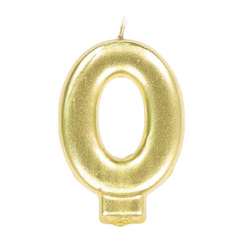 Candle Metallic Numeral #0 Gold