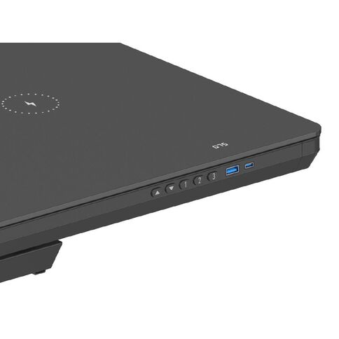 Workspace Height Adjustable Desk 1200W with Drawer Frosted Glass Black