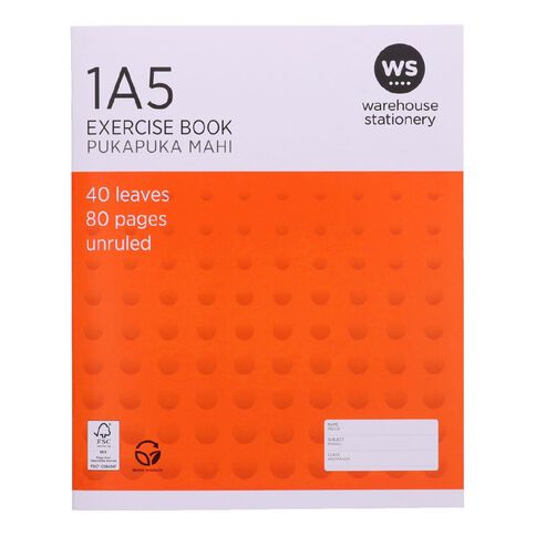 WS Exercise Book 1A5 (UB) Blank 40 Leaf Orange Mid