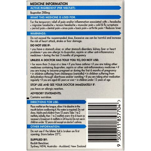Nurofen Meltlets Berry Burst 200mg 12 Pack