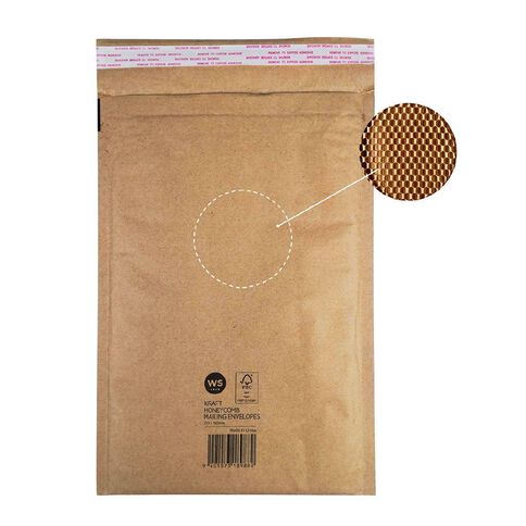 WS Kraft Honeycomb Mailing Envelopes 10in x 14in 70gsm