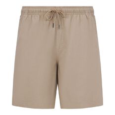 H&H Men's Elastic Waist Plain Drill Shorts
