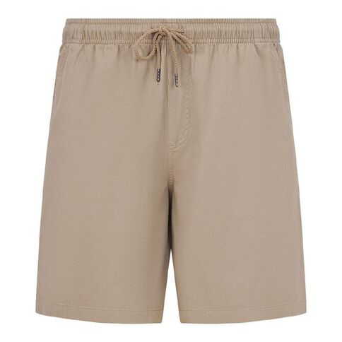 H&H Men's Elastic Waist Plain Drill Shorts