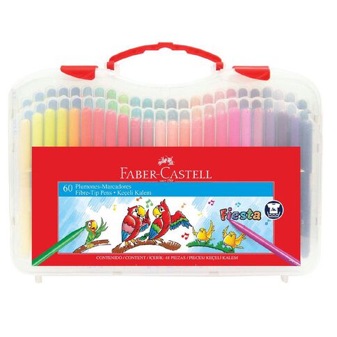 Faber-Castell Fiesta Fibre-tip Pens Plastic Case of 60
