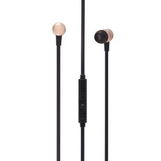 Tech.Inc Metallic Earbuds with Mic and Volume Control Rose