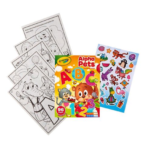 Crayola 96 Page Coloring Book with Stickers Alpha Pets