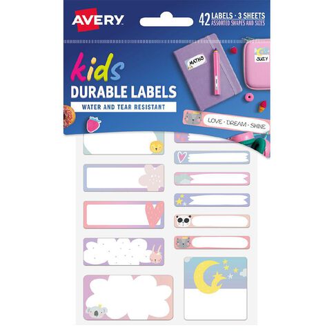 Avery Kids Love Dream Shine School Labels 42 Labels 3 sheets