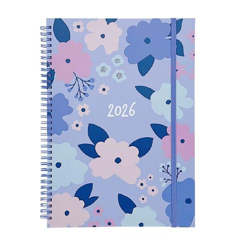 WS 2026 Spiral Diary Week To View Flowers Purple Mid