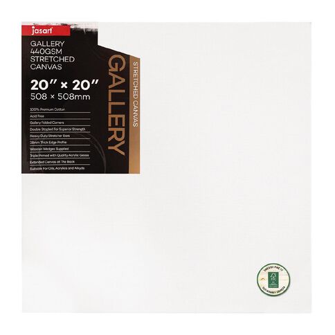 Jasart Gallery 1.5 inch Thick Edge Canvas 20in x 20in White