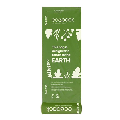 Ecopack Compostable Bin liners 80 Litres 10 pack