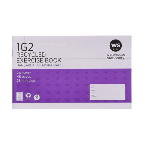 WS Exercise Book 1G2 25mm Ruled 24 Leaf Purple Mid