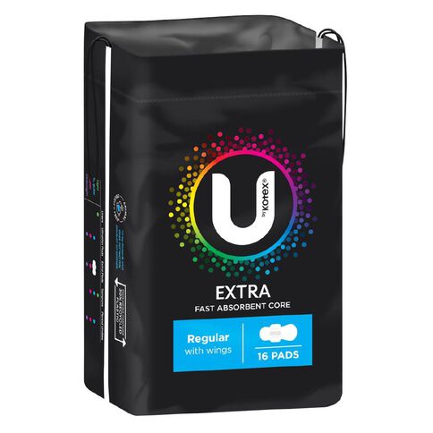 U By Kotex Regular Wings Maxi Pads 16 Pack