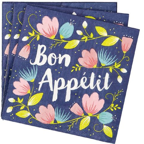 Artwrap Printed Napkins Bon Appetit 2 ply 33cm x 33cm 20 Pack