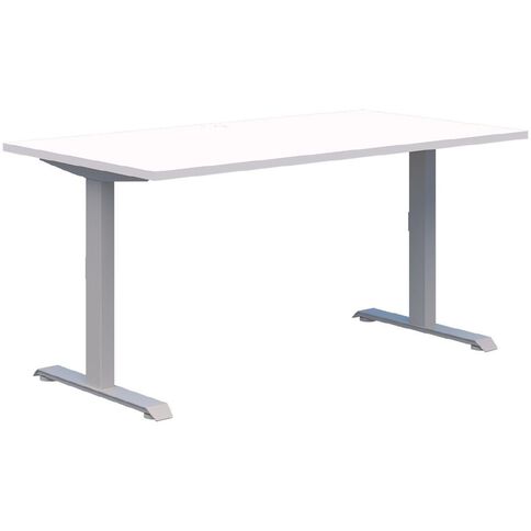 Premium Fixed Height Desk Silver & Snow 1500x800