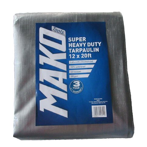 Mako Tarpaulin Silver/Black 205gsm 12ft x 20ft