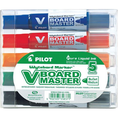 Pilot-BeGreen V Board Whiteboard Marker Assorted Bullet 5 Pack 5 Pack