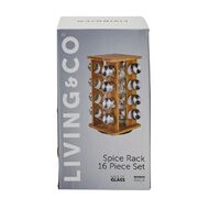 Living & Co Bamboo Spice Rack 16 Pack