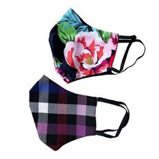 Anna Stretton Teen Dual Layer Fabric Face Mask Pink Tartan 2 Pack