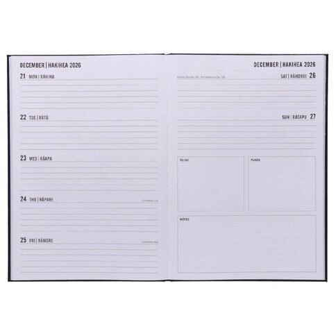 WS Mid Year Diary Black Week To View A4 26-27