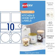 Avery Write-on Kitchen/Home Organisation Assorted Shapes Label Neutrals