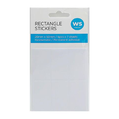 WS Rectangle Handwritable Stickers 42 Labels 25mm X 50mm