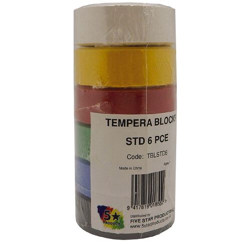 Fivestar Tempera Block Standard Colours set of 6