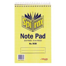 Spirax Notebook Spiral No.563B 300pg 8mm Ruled 200 x 127mm Yellow Mid
