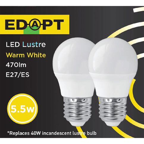 Edapt LED E27 Fancy Round Light Bulb 5.5W Warm White 2 Pack