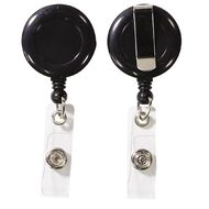 WS Card Holder with Strap and Retractable Cord Black 2 Pack