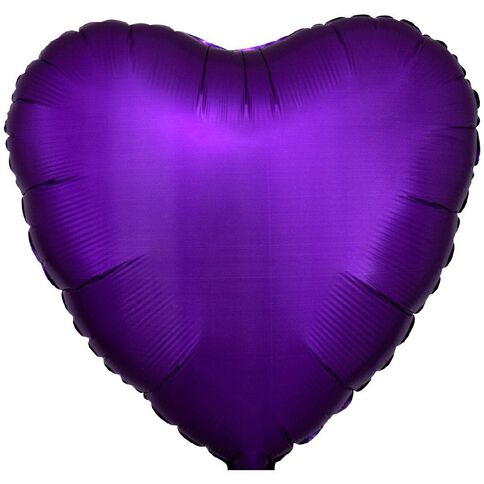 Anagram Satin Luxe Heart Purple Royale Foil Balloon Standard 17 Inch