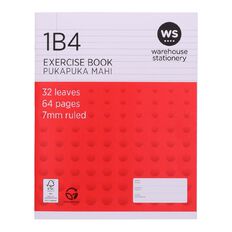 WS Exercise Book 1B4 7mm Ruled 32 Leaf Red Mid