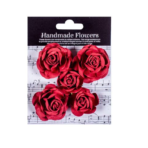 Handmade Flowers Lorena Cardinal Red Approx 3-5cm 5pc