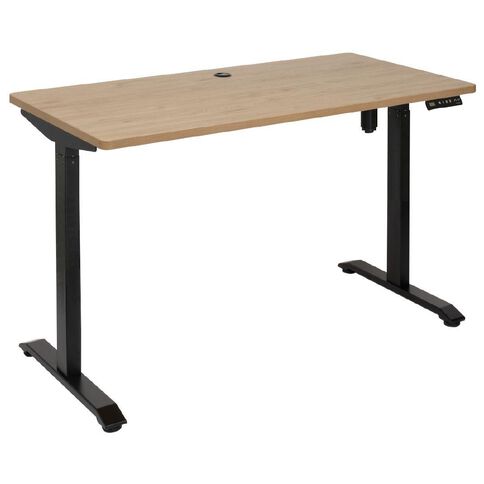 Jasper J Emerge 1200x600 Single Motor HA Desk Pacific Oak Top Black Base